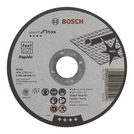[545036] Bosch cutting disk INOX Rapido straight 1,0x125mm