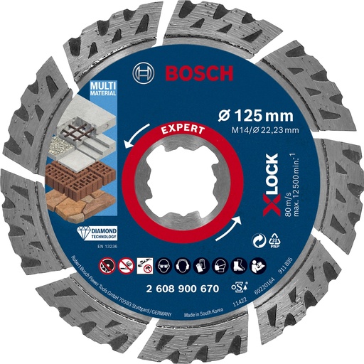 [706358] Bosch EXPERT X-LOCK Multi Material 125 x 22,23 x 2,4 x 12