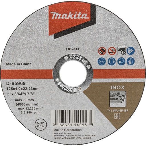 [807473] Makita D-65969 cutting disk 125x1,0mm INOX