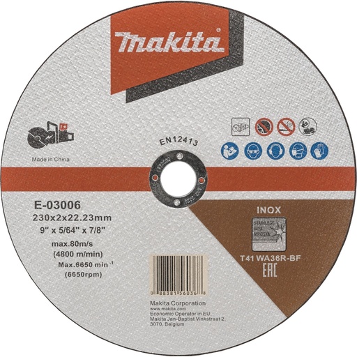 [807508] Makita E-03006 cutting disk 230x1,9mm INOX