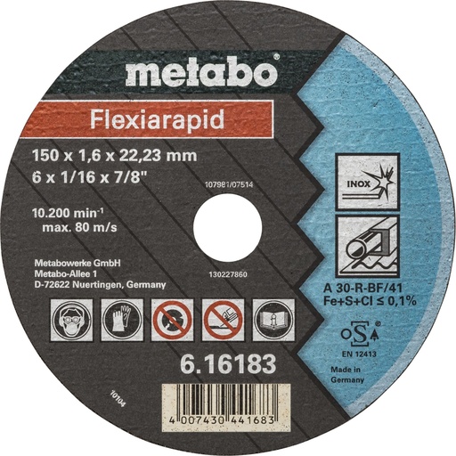 [839050] Metabo Flexiarapid 150x1,6x22,2 Inox