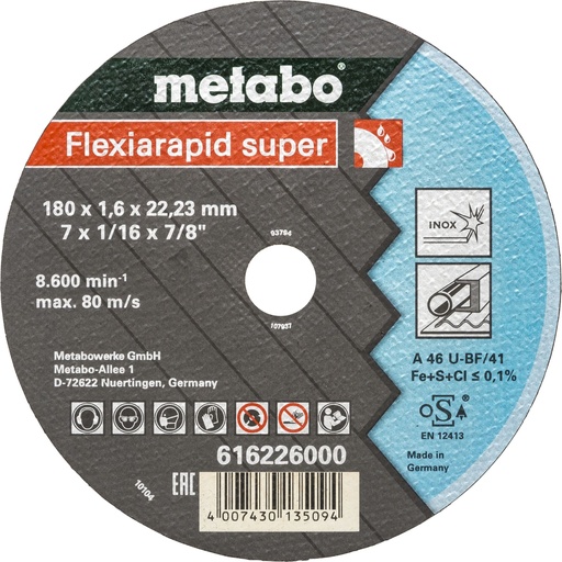 [839057] Metabo Flexiarapid super 180x1,6 x22,23 Inox