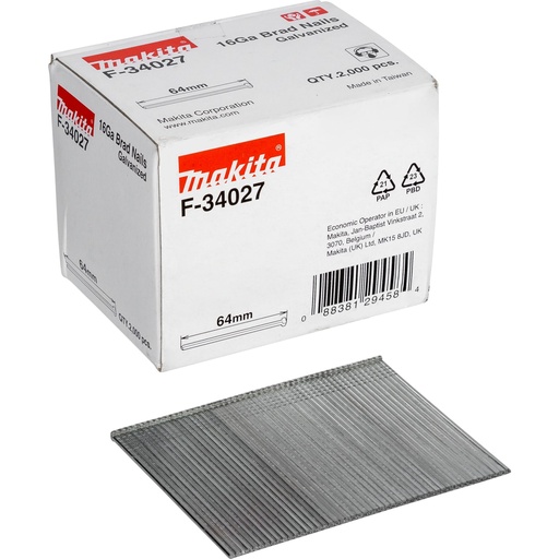 [688431] Makita Gauge Brad Nails 1,6x64mm F-34027  2000 pcs.
