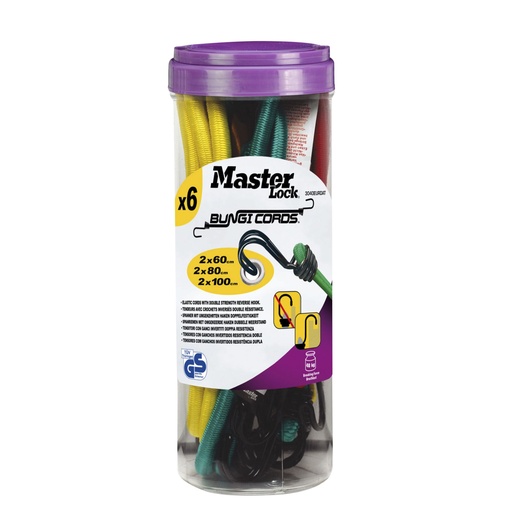 [675796] 6x1 Master Lock Bungee Cords Twin Wire 3040EURDAT