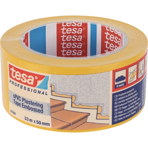 [855871] Tesa Plastering Tape, sPVC 33m x 50mm embossed yellow 67001