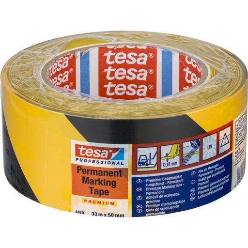 [856277] Tesa Bodenmarkierband 33m x 50mm Prem.Prof.sw/gelb 04169