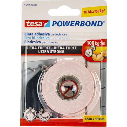 [164014] Tesa Doppels.Klebeb Ultra strong 1,5m x 19mm weiß 55791