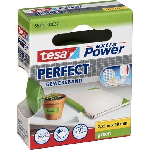 [894091] Tesa Gewebekleb. 2,75m x 19mm extra Power grün Perfekt 56341