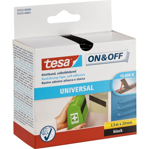 [856158] Tesa Hook&Loop Tape 2,5m x 20mm on&off black 55225