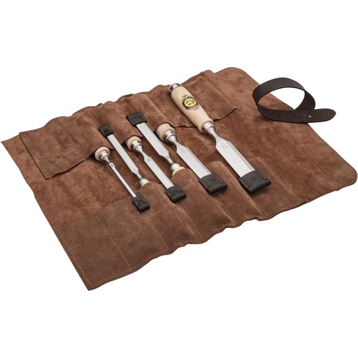 [881883] Kirschen Firmer Chisel Set 6pcs. Leather Bag 6-10-12-16-20-26