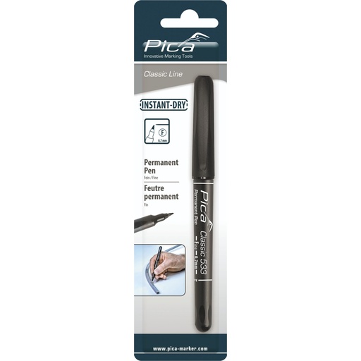 [799129] Pica Permanent Pen, 0,7mm black / Retail Packaging