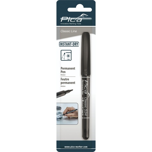 [799143] Pica Permanent Pen, 1,0mm black / Retail Packaging