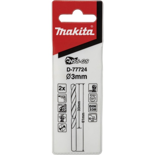 [144722] Makita Metallbohrer HSS-GS 3,0x61mm