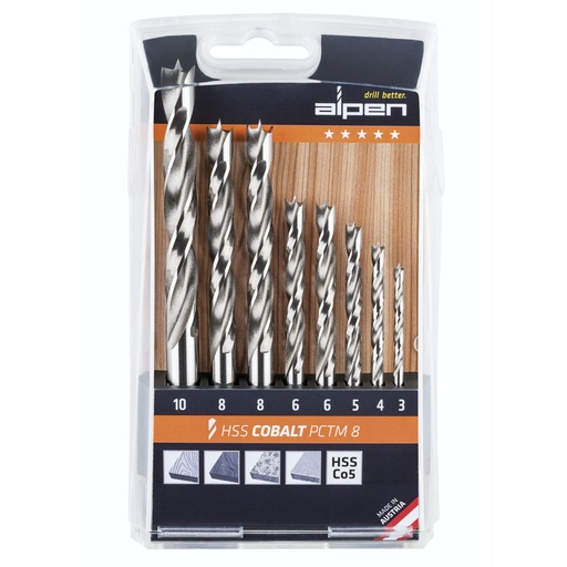 [848976] Alpen HSS-Co5 PCTM 8-pcs Profi Wood