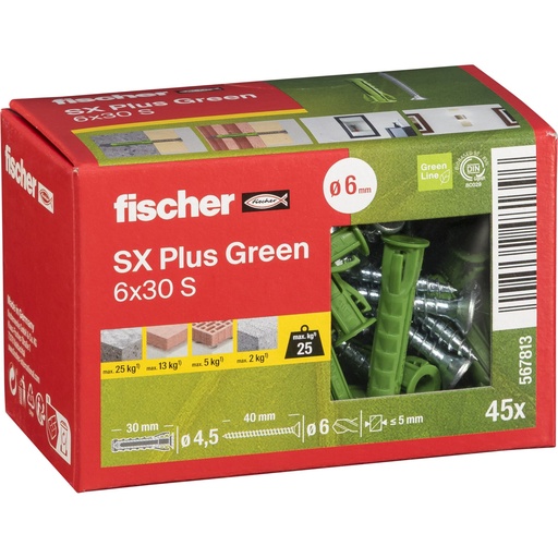 [148663] Fischer Dübel SX Plus Green 6x30 S