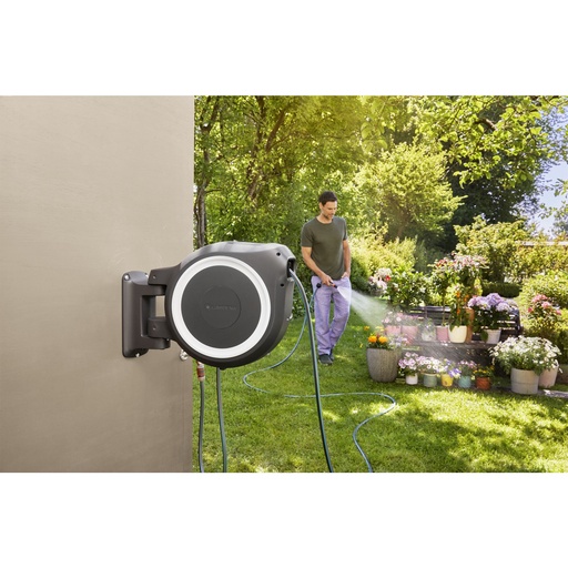 [584551] Gardena Wall-mounted Hose Box RollUp M/L (white) 25 m