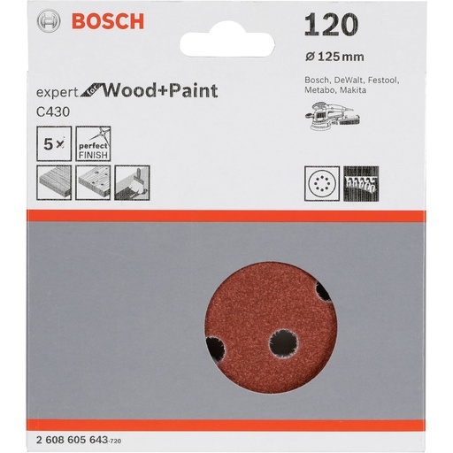[444292] Bosch Sanding Pad C 430 D125MM Wood Grit 120 5 pcs.