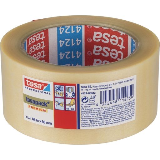 [856207] Tesa Carton Seal. Tape 66m x50mm PVC transparent 04124