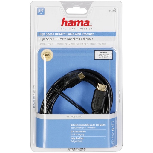 [893284] Hama High Speed HDMI Cable HDMI - mini HDMI Ethernet 2 m