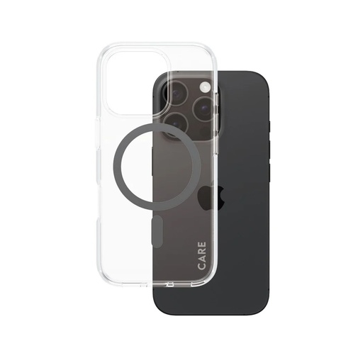 [168130] CARE by PanzerGlass Flagship Case Transp. BK MagSafe iP 16 P
