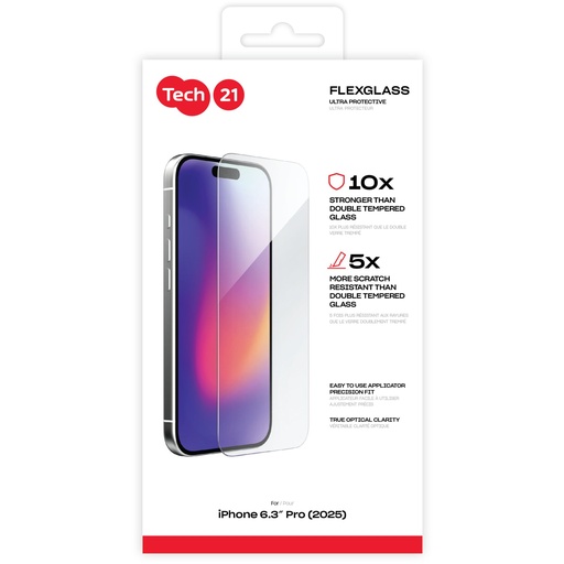 [190495] Tech21 FlexGlass Ultra Clear for iPhone 17 Pro Clear