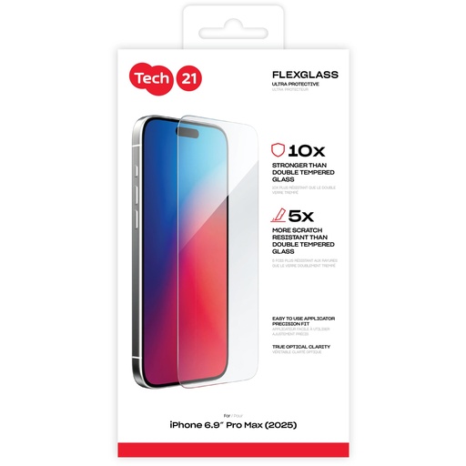 [190509] Tech21 FlexGlass Ultra Clear for iPhone 17 Pro Max Clear