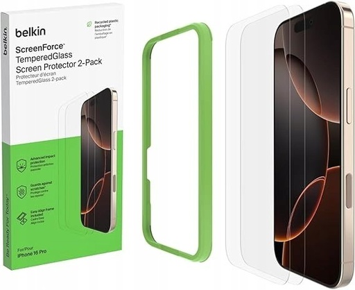 [220847] 2x1 Belkin ScreenForce Temp.Gl. Displays. iPh.17/16 Pro OVA165hq