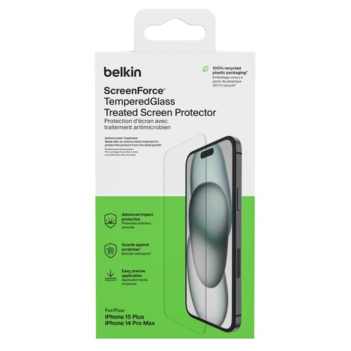 [833807] Belkin Screenforce Tempered Gl. antiba.iPhone 15 Plus/ 14 ProMax