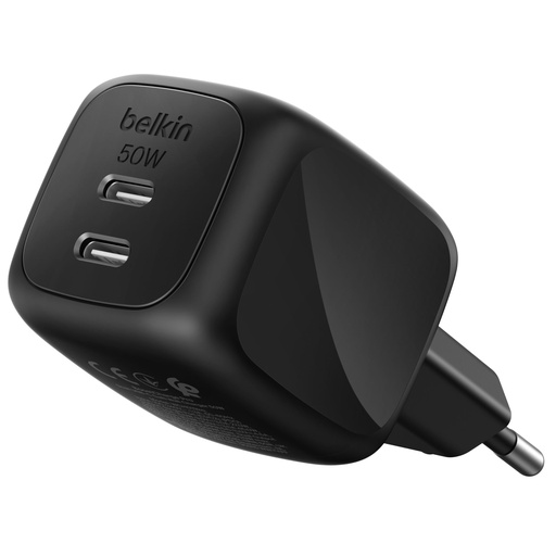 [209577] Belkin Ladegerät Dual USB-C 50W PD + PPS ,schwarz     WCH019kqBK
