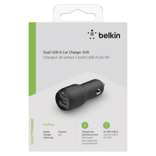 [529146] Belkin USB-A Car Charger 24W black CCB001btBK