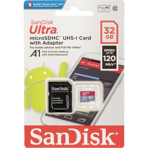[720624] SanDisk Ultra microSDHC A1  32GB 120MB/s Adapt.SDSQUA4-032G-GN6MA