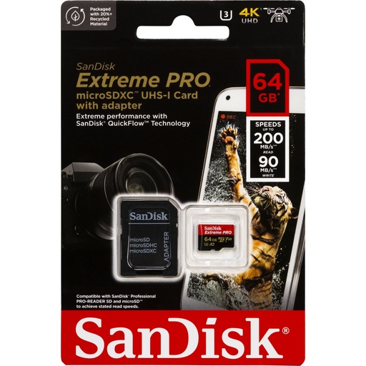 [732944] SanDisk microSDXC           64GB Extreme Pro A2 C10 V30 UHS-I U3