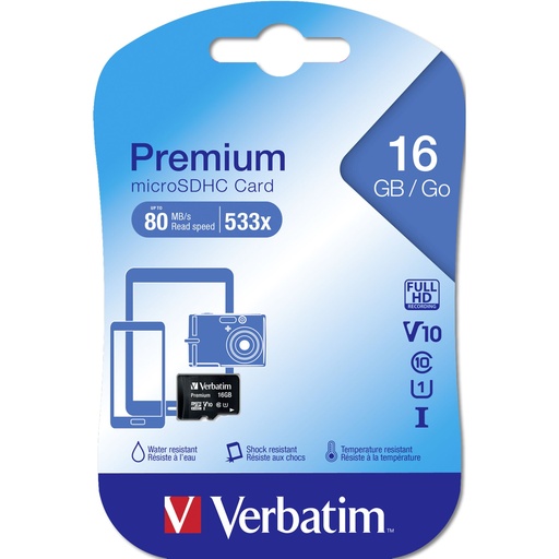 [753865] Verbatim microSDHC          16GB Class 10 UHS-I             44010
