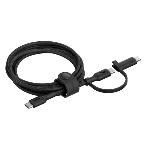 [125017] Belkin BOOST CHARGE 2-in-1 Cable USB-C/Lig.1,5m sw.CAC003hq1.5MBK