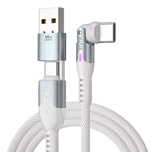 [165197] STATIK PowerPivot Pro rotating 2-in-1 USB-C Cable White 2m