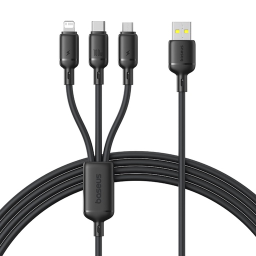 [171749] Baseus Rapid Series 3-in-1 USB-A 100W 1.5m, Schwarz