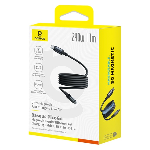 [171777] Baseus PicoGo Magnetic Charging Cable USB-C 240W 1m, black