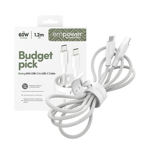 [198237] PanzerGlass empower 60W USB-C to USB-C Cable USB 2.0 1.2M White