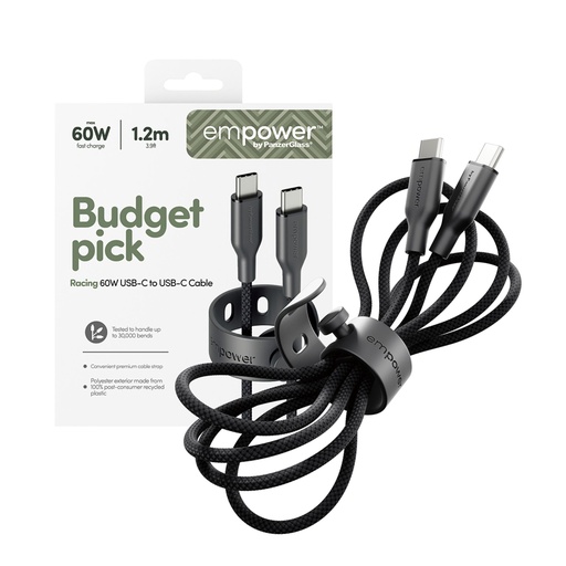 [198314] PanzerGlass empower 60W USB-C to USB-C Cable USB 2.0 1.2M black