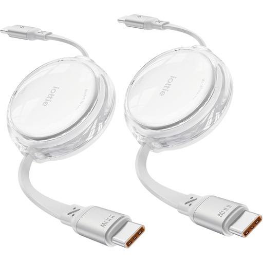 [211173] iOttie 100W Retractable USB-C Cable White 2-Pack
