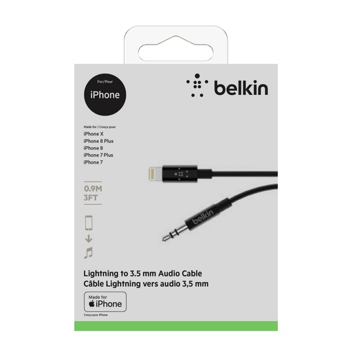 [383224] Belkin MIXIT Lightning to 3,5mm AUX Cable 0,9m AV10172bt03-BLK