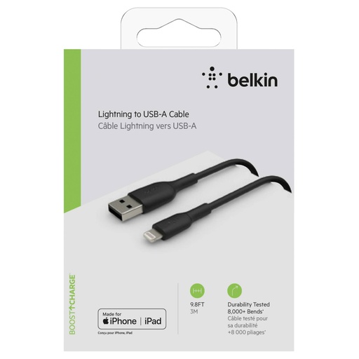 [528908] Belkin Lightning Cable 3m, PVC, black, mfi cert.