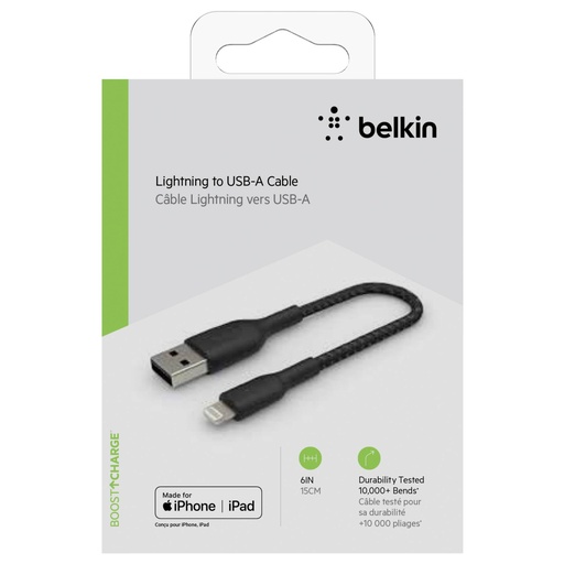[528922] Belkin Lightning Cable 15cm, coated, mfi cert., black