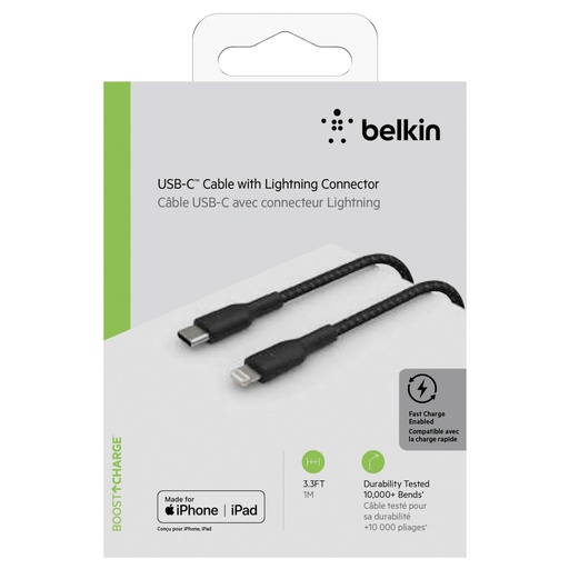 [528999] Belkin Lightning/USB-C Cable 1m braided, mfi cert., black