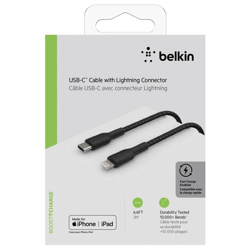 [529013] Belkin Lightning/USB-C Cable 2m braided, mfi cert., black