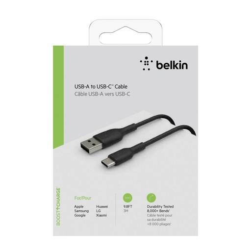 [529265] Belkin USB-C/USB-A Cable 3m PVC, black CAB001bt3MBK