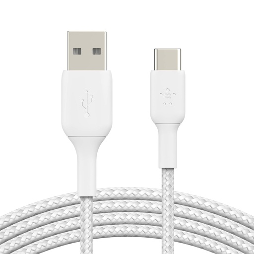 [529286] Belkin USB-C/USB-A Cable 3m braided, white CAB002bt3MWH