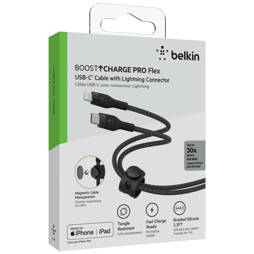 [695263] Belkin Flex Lightning/USB-C 15W 1m mfi. cert. black CAA011bt1MBK