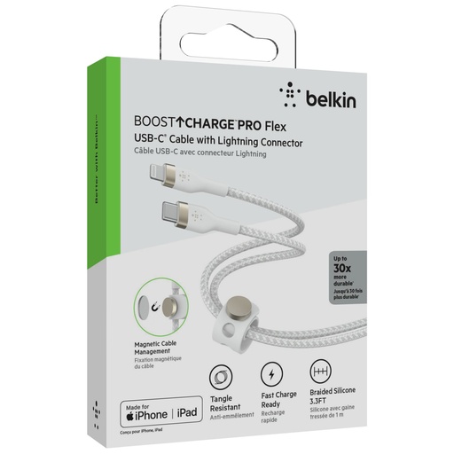 [695277] Belkin Flex Lightning/USB-C 15W 1m mfi. cert. white CAA011bt1MWH