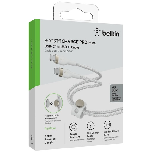 [695522] Belkin Flex USB-C/USB-C till 60W 1m, white CAB011bt1MWH